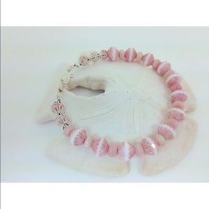 Soft pink & sterling silver bracelet